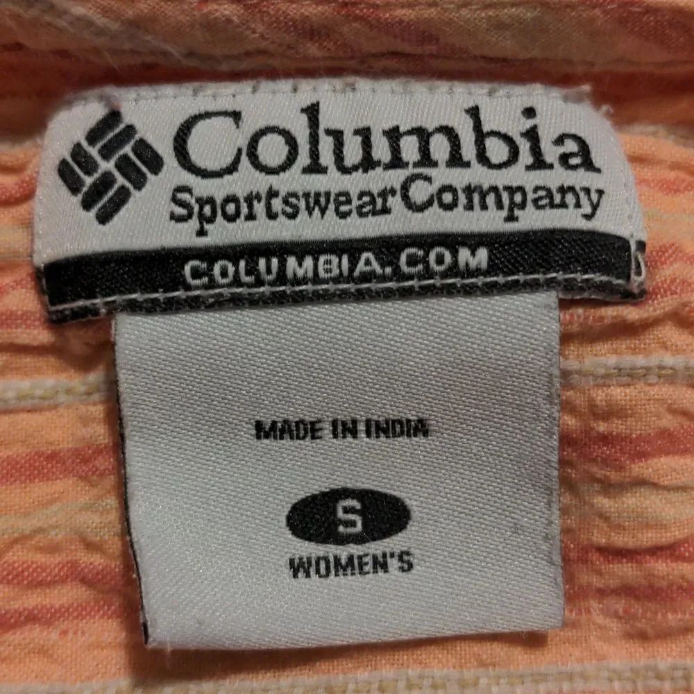 Columbia Small Salmon Pink Crepe Material 3/4 Sleeve Blouse - Picture 6 of 7